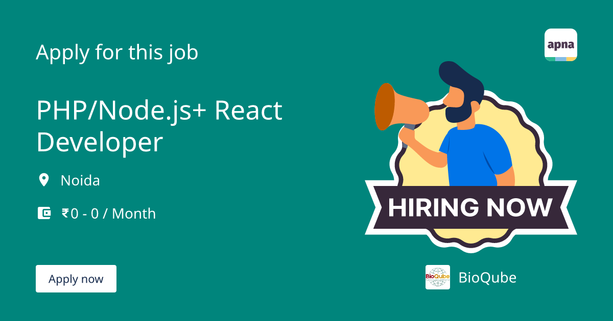 PHP/Node.js+ React Developer in BioQube