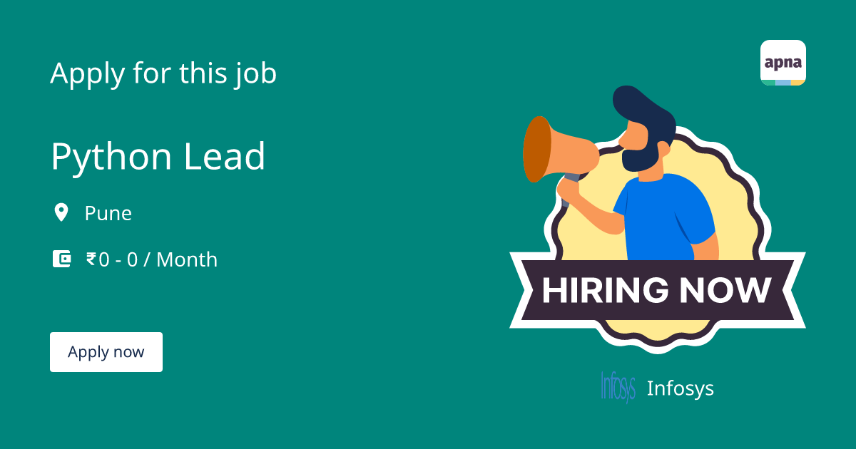 Python Lead Job at Infosys in Pune | Apna
