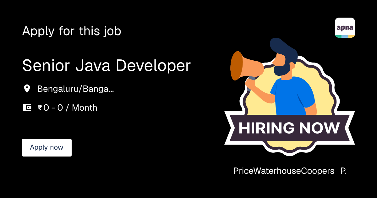 Senior Java Developer Job at PriceWaterhouseCoopers Pvt Ltd ( PWC ) in ...