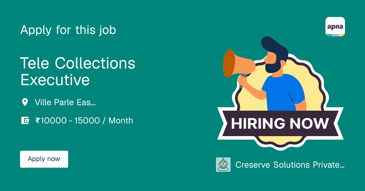 Tele Collections Executive Job at Creserve Solutions Private Limited in ...